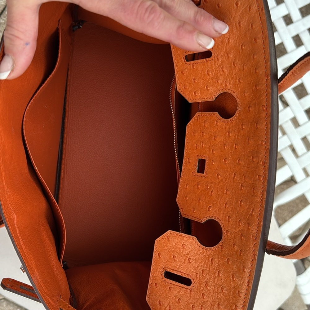 Hermes Tangerine Ostrich Birkin 35 Palladium Hardware, 2004 - Picture 2 of 12